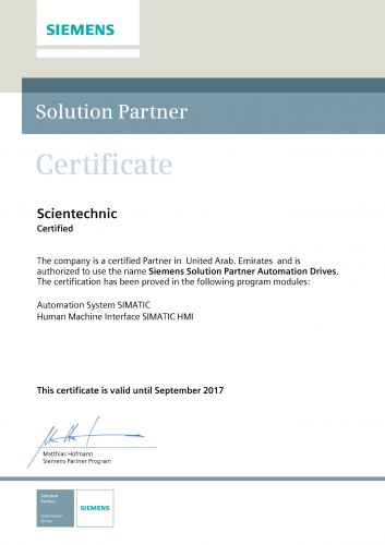 Regional Partner Certificate – Siemens